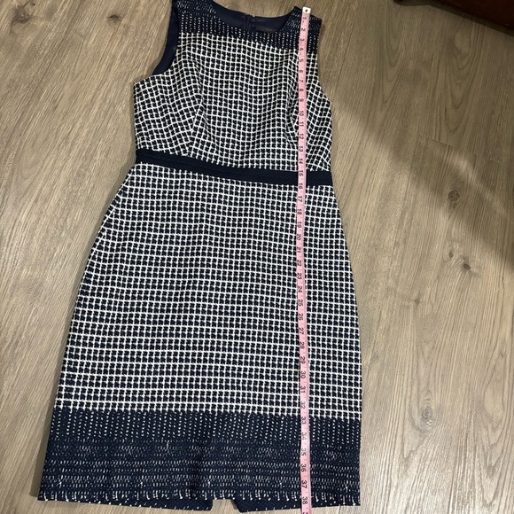 J Crew Sz 6 Navy & White Check Tweed Sleeveless Pencil Dress Knee Length Preppy - Picture 9 of 15